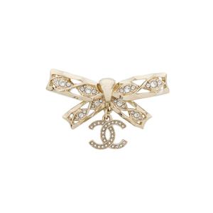 [엘러브] 샤넬 24B 리본 CC로고 드랍 브로치 샴페인골드 5ET0900