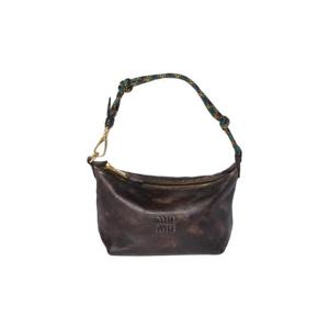 미우 미우 레더 파우치 커피 브라운 그린 5NE841-2IFO-F0NTG