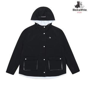 [블랙앤화이트] 여성 여름 배색 A라인 후드점퍼 1142LAGY_BLACK