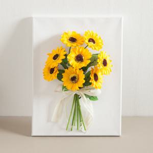 해바라기 조화 액자 비누번들 set 40cm (펜 포함) 인테리어 꽃 벽장식 소품 금전화 풍수