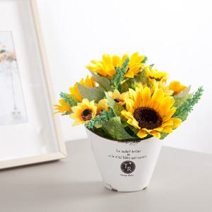해바라기 조화 화분 샤니 티알 set 19cm 인테리어 꽃 테이블 장식 소품 금전화 풍수