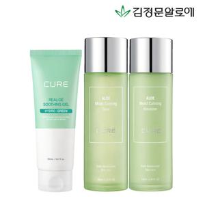 [김정문알로에] 큐어 카밍 토너+에멀젼+리알로에 수딩젤 150ml
