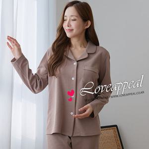 [러브어필] 국산 폴리기모 브라운 상하 여자잠옷(WP9595)겨울용