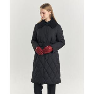 헤지스 여성 24FW 가격인하스테디셀러구스다운 블랙 다이아퀼팅 탈착 카라 롱 중량다운 점퍼 WSJU4D908BA