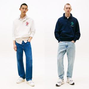 [타미진] 2종 택1 공용 루즈 핏 T32F6TTO11TMT1 컬러 블록 럭비 맨투맨 남자여자 커플 스 셔츠 SC