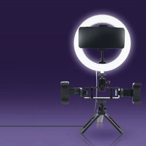 LED 링라이트 삼각대 포함 스마트폰 거치대x3 카메라 사진 동영상 개인방송 스튜디오 보조장비 원형 램프 랜턴 20cm 탁상용 미니 조명