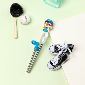 [에디슨]에디슨 야구 뽀로로 스텐 1단계 연습젓가락 오른손 유아식기 교정젓가락 어린이젓가락