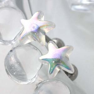 오로라 투명 스타 별 써지컬 스틸 피어싱