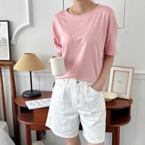 [샵앤][샵앤] 여성 찰랑 베이직 무지 반팔티셔츠 WDMS-WSH-TS144