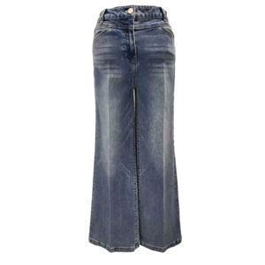 [에이비에프지]백 레터링 포인트 세미 부츠컷 데님 팬츠 APZ3NE33I