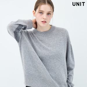 [유닛] 멜란지그레이 [캐시미어 100] 루즈핏 크루넥 가드니아 풀오버 UFKKCN411C-78