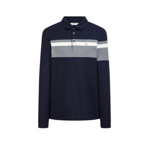 헤지스 골프 남성 24FW 스테디셀러네이비 라인배색 긴팔폴로티셔츠 WPTS4D702N2