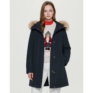 헤지스 여성 25FW 시즌오프폭스퍼 롱 헤비 구스 다운 야상 다크네이비 HSJU5D102N3