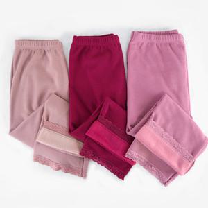 국내생산 두꺼운 여성 융 기모 8부 내복바지 레이스 빅사이즈