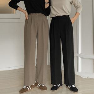 [조아맘] 웜 핀턱 기모 와이드 슬랙스