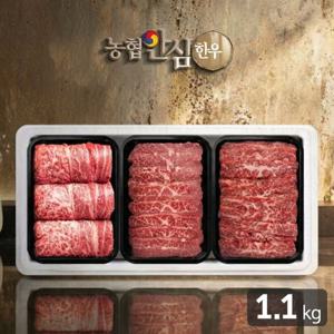 농협안심한우 달빛1호 한우등심/부채살/치마살 선물세트 1.1kg(냉장/1등급)