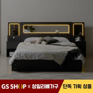 [특가]상일리베가구 호텔 비비드 LED 거울 수납 침대SET+독립유로탑70T Q(퀸)