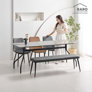 라로퍼니처 헨트 1800 포세린 양면 세라믹 6인 식탁 세트 (의자3+벤치1)