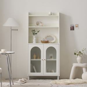 나무뜰 멜로우 800 모루유리 장식장 수납장 상부장세트 JNF154C (착불)