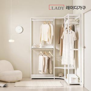 레이디가구 에어랙 철제 드레스룸 시스템옷장 2200 코너 행거형 A