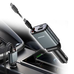 조이룸 에어그립 차량용 3in1 고속충전기 60W 릴타입 자동감기 케이블 일체형 시거잭