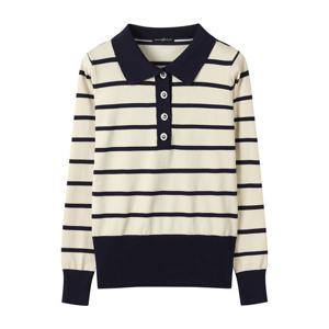 [나인식스뉴욕]버튼업 세일러 스트라이프 니트 (NP3KT003L0)
