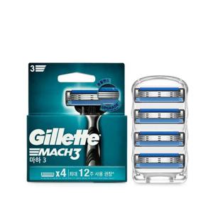 질레트 MACH3 마하3 면도날(4개입) 3중날