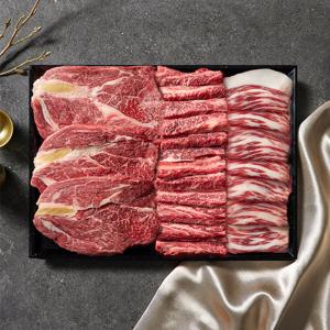 [오늘신선] 한우 투뿔 1++등급 명절 선물 한우선물세트 1kg 예담 온(갈비250+등심250+차돌250+차돌250)