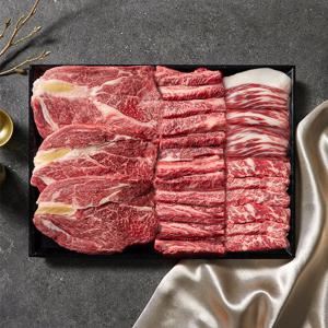 [오늘신선] 한우 투뿔 1++등급 명절 선물 한우선물세트 1kg 예담 화(갈비250+등심250+참갈비250+차돌250)