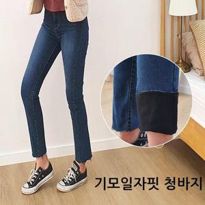 다크 컷팅 일자핏 기모 청바지 [JY1005_4]