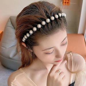 싱그런 진주 머리띠 앞머리고정 헤어밴드