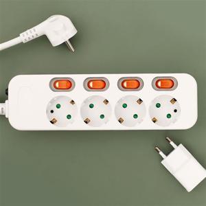 이라이프 4구 안전 멀티탭 2 . 5m 개별 멀티 콘센트