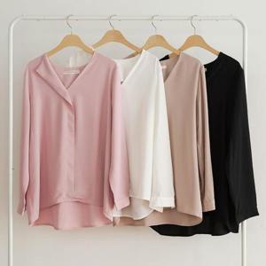 빅사이즈심플블라우스 S848L410 언발브이넥쉬폰블라우스 BN