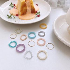 [엠던] 파스텔 비비드컬러 아크릴  비즈 반지 세트