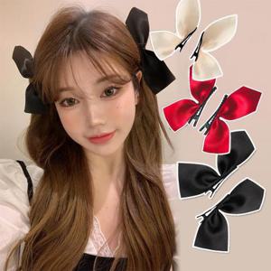 [2pcs] 새틴 리본 포인트 집게핀 옆머리핀