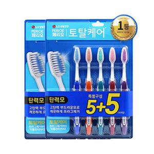 페리오 토탈케어 칫솔10p 탄력모 잇몸케어 부드러운 대용량 저자극 가족칫솔