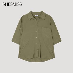 [쉬즈미스] 패치 포켓 7부 셔츠_SWWSTP22160_KH