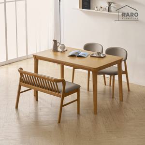 라로퍼니처 보나 1400 고무나무 원목 4인 식탁 세트 메이플 (식탁+의자2+벤치1)