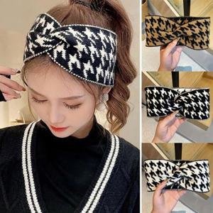 [짝꿍닷컴] 여성 체크 하운드 패턴 꼬임 헤어밴드 SD-406