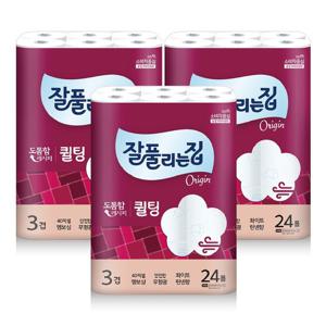 잘풀리는집 퀼팅 화장지 30m 24롤 3팩