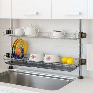 리빙 기둥식 씽크선반 2단 800 스테인리스 싱크대선반 공간절약 식기건조대