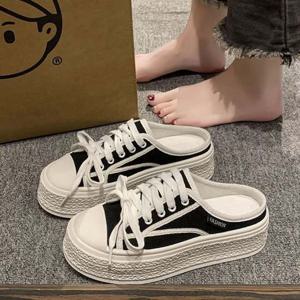 여자 통굽 키높이운동화 뮬 스니커즈 블로퍼 캔버스화 여성스니커즈 뮬스니커즈 여름운동화 데일리화 끈운동화