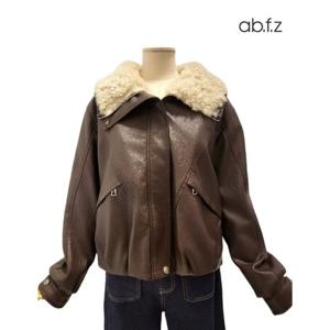 [에이비에프지]카라 뽀글이 퍼 포인트 라이더 재킷 APA1HL02A