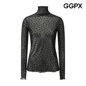 [지지피엑스]도트 시스루 레이어드 폴라 블라우스 GQ1SH010F