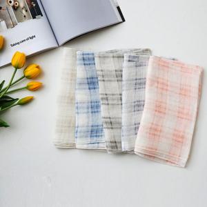 [더로라] 여름스카프-마스카프 린넨체크 몽블랑  S0019