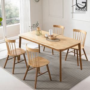 라로퍼니처 아몬드 1650 고무나무 원목 6인 식탁 세트 (식탁+의자4)