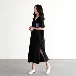 [에스이엔몰] 롱 반팔 옆트임 여름 시원한 비치 빅 원피스