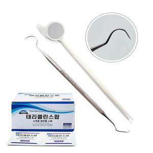 스테인레스 고급 치석제거기+PVC 치경세트+알콜솜100매 세트 샤프 블런트 미러 스케일링 치과 보건실 병원