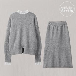 [유니제이] [SET]레이스 니트+롱 스커트