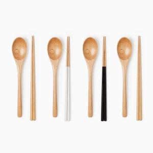 [홈앤하우스] 우드 4인 수저세트/천연옻칠 우드그릇 2P 세트